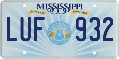MS license plate LUF932