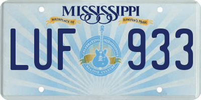 MS license plate LUF933