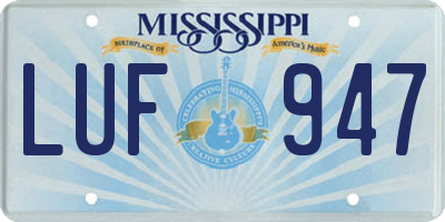 MS license plate LUF947
