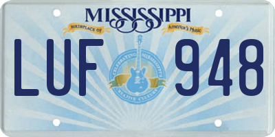 MS license plate LUF948
