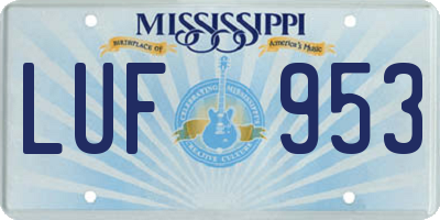 MS license plate LUF953