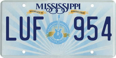 MS license plate LUF954