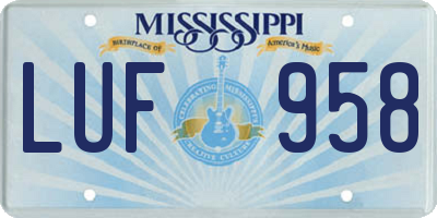 MS license plate LUF958
