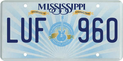 MS license plate LUF960