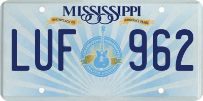 MS license plate LUF962