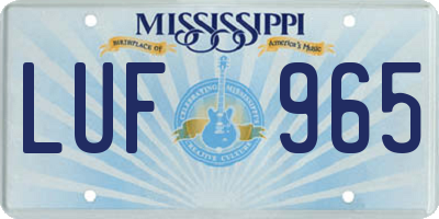 MS license plate LUF965