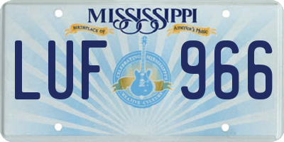 MS license plate LUF966