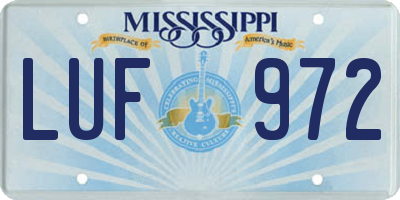 MS license plate LUF972