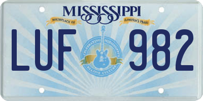 MS license plate LUF982