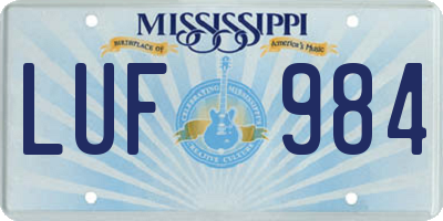 MS license plate LUF984