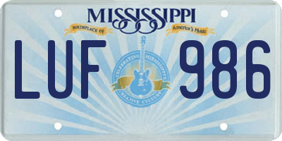 MS license plate LUF986