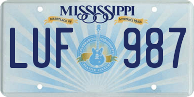 MS license plate LUF987