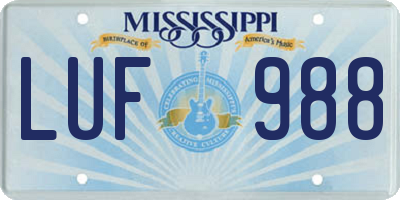 MS license plate LUF988