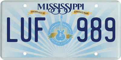 MS license plate LUF989