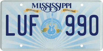 MS license plate LUF990