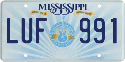 MS license plate LUF991