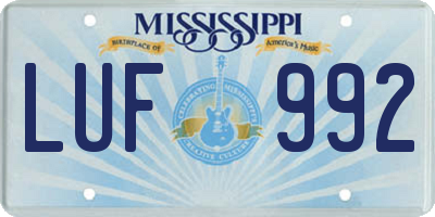 MS license plate LUF992
