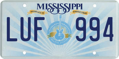 MS license plate LUF994