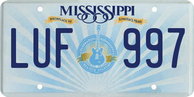 MS license plate LUF997