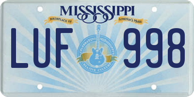 MS license plate LUF998
