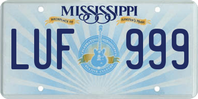 MS license plate LUF999