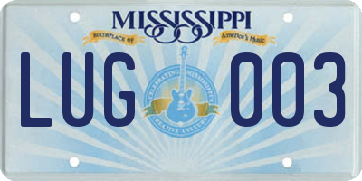 MS license plate LUG003