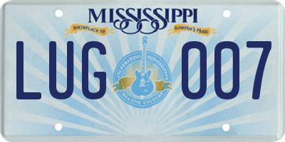MS license plate LUG007