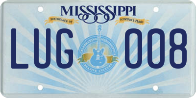 MS license plate LUG008