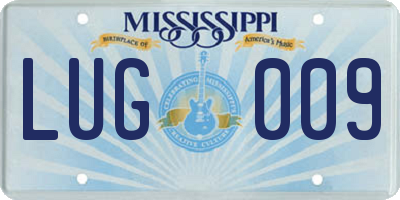 MS license plate LUG009