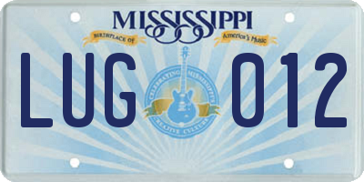 MS license plate LUG012