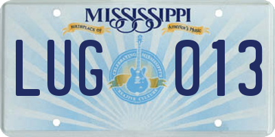 MS license plate LUG013