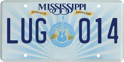 MS license plate LUG014