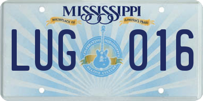 MS license plate LUG016