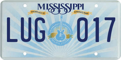 MS license plate LUG017