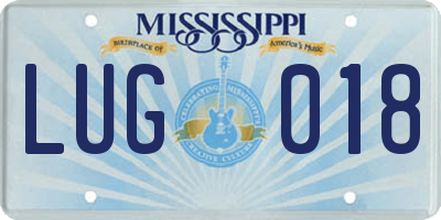 MS license plate LUG018