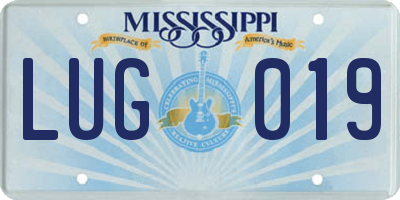 MS license plate LUG019