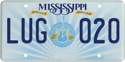 MS license plate LUG020