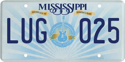 MS license plate LUG025