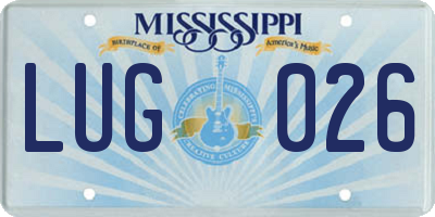 MS license plate LUG026