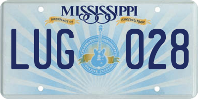 MS license plate LUG028