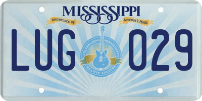 MS license plate LUG029