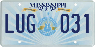 MS license plate LUG031