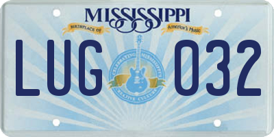 MS license plate LUG032