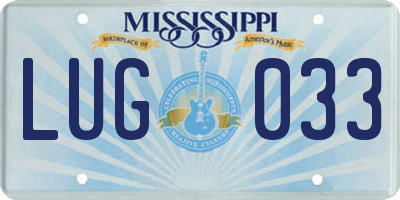 MS license plate LUG033