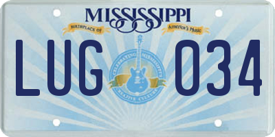 MS license plate LUG034