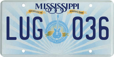 MS license plate LUG036