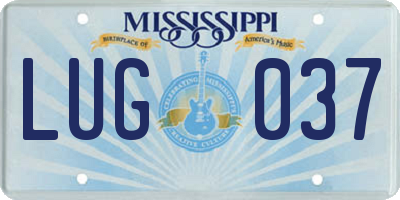 MS license plate LUG037