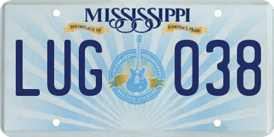 MS license plate LUG038