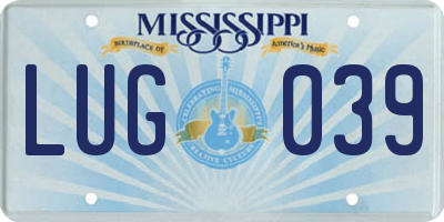 MS license plate LUG039