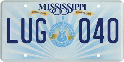 MS license plate LUG040